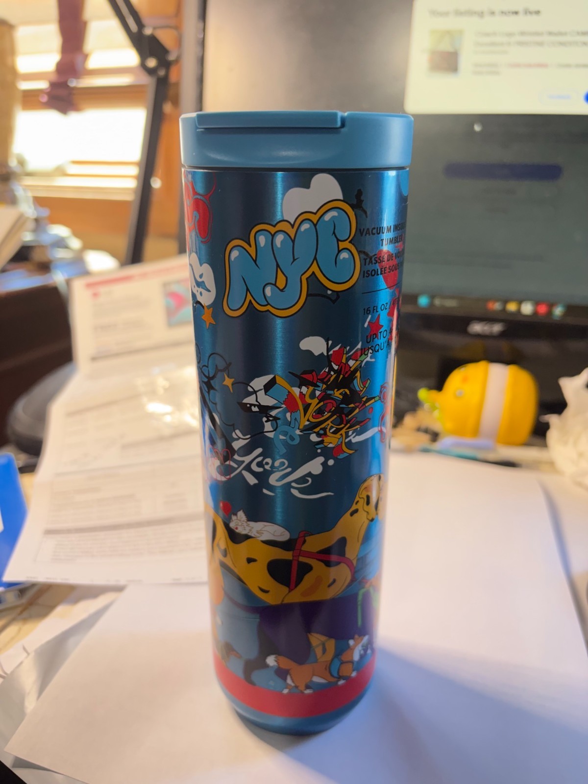 NEW W TAG STARBUCKS X MARCOS CHIN NYC COLLAB 16oz STAINLESS STEEL TUMBLER