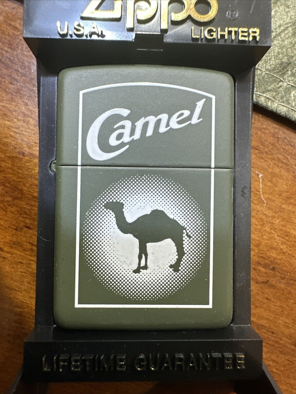 1996 Camel Beast Halo Dark Green Matte Zippo Lighter NEW Rare