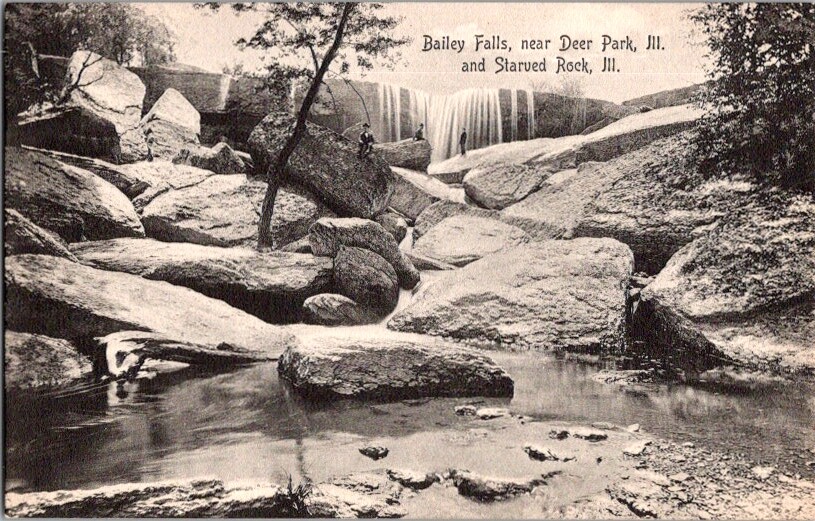 Vintage Postcard Bailey Falls near Deer Park & Starved Rock IL Iliinois    B-458