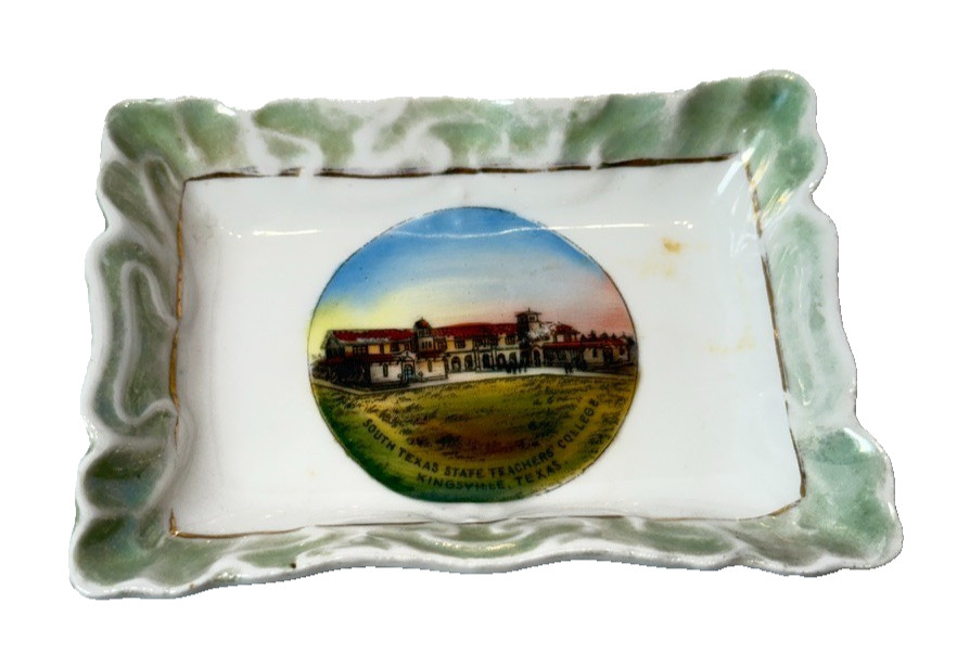 KINGSVILLE States Teachers College  TX TEXAS ANTIQUE Souvenir CHINA TRINKET Dish