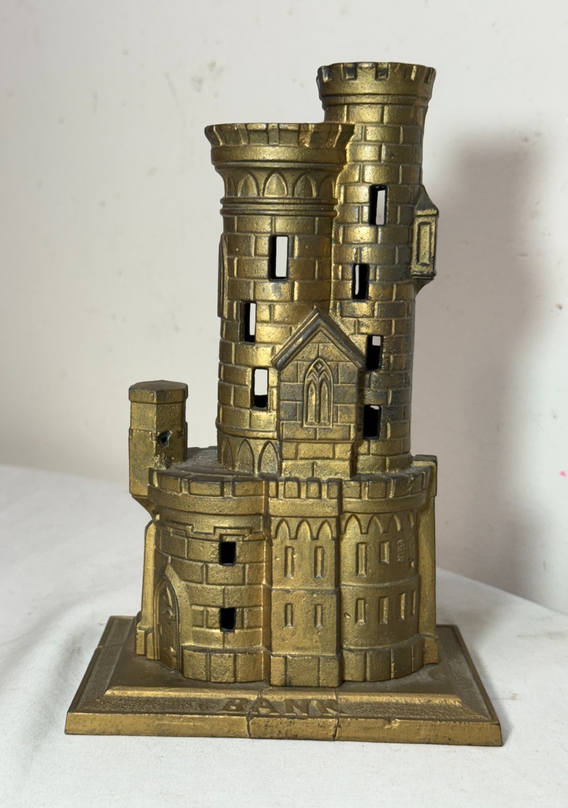 Rare Antique 1910 John Harper & Co. Castle with Two Towers cast iron still bank