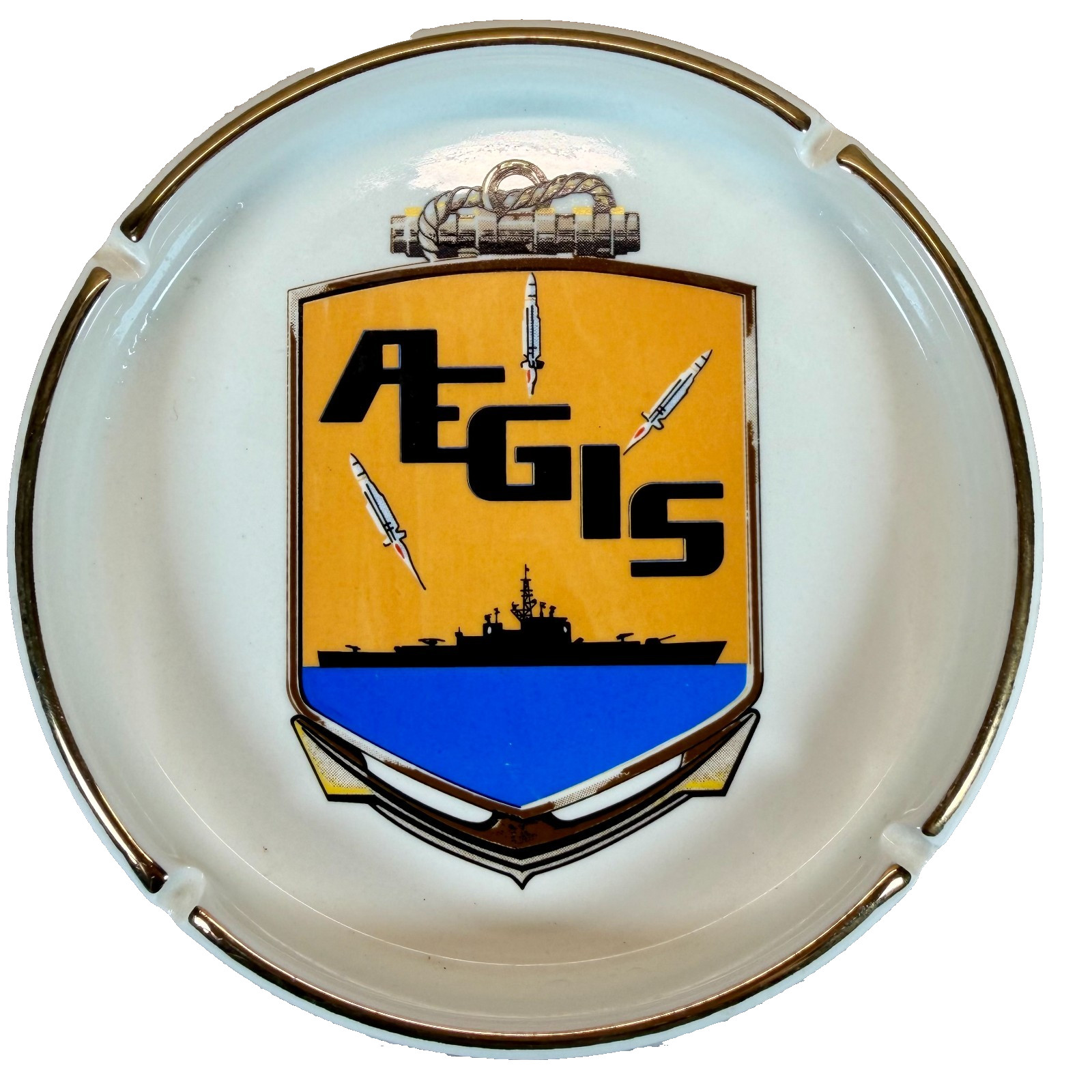 Vintage Raytheon AEGIS Missile Defense Authentic Employee Ashtray Military Navy