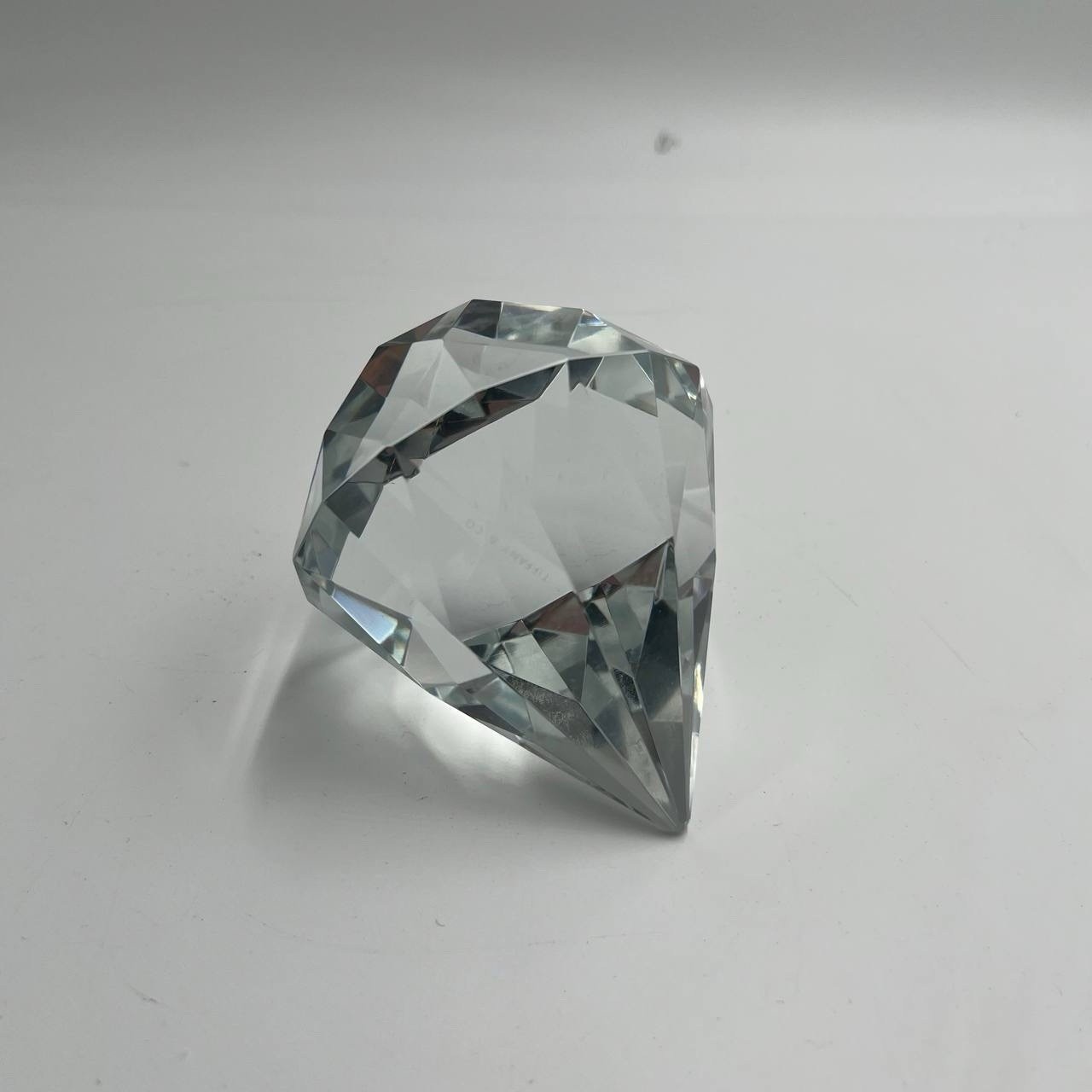 Vintage Tiffany & Co Signed Crystal Diamond Paperweight