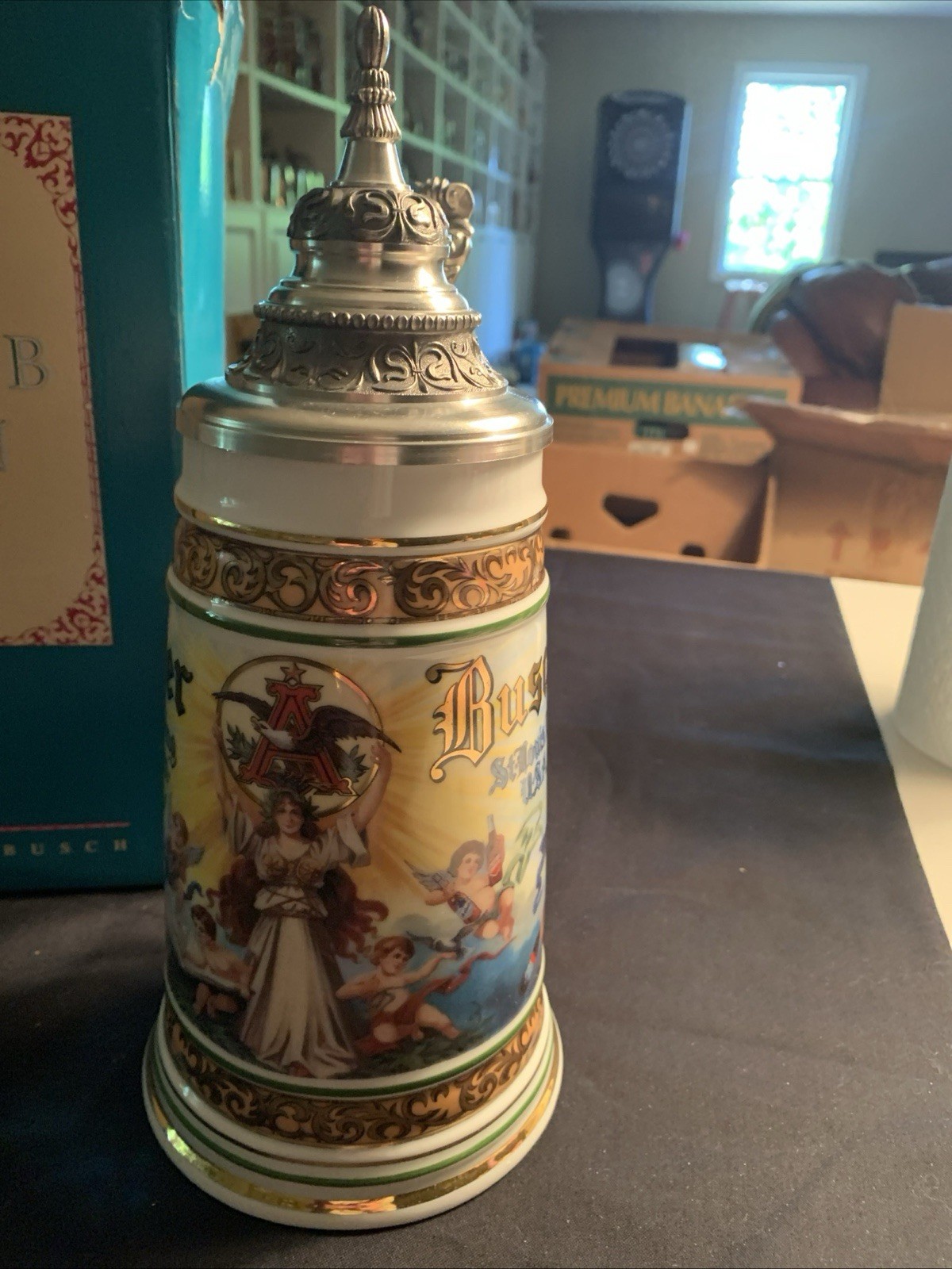 Anheuser-Busch Lidded Stein Cherub Motif Breweriana Germany
