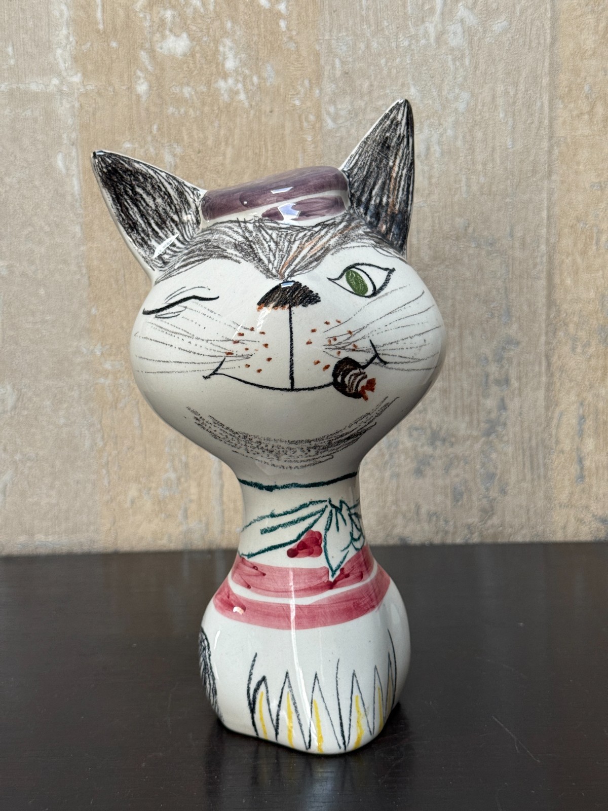 Vintage Italian Ceramic Cat Piggy Bank 9