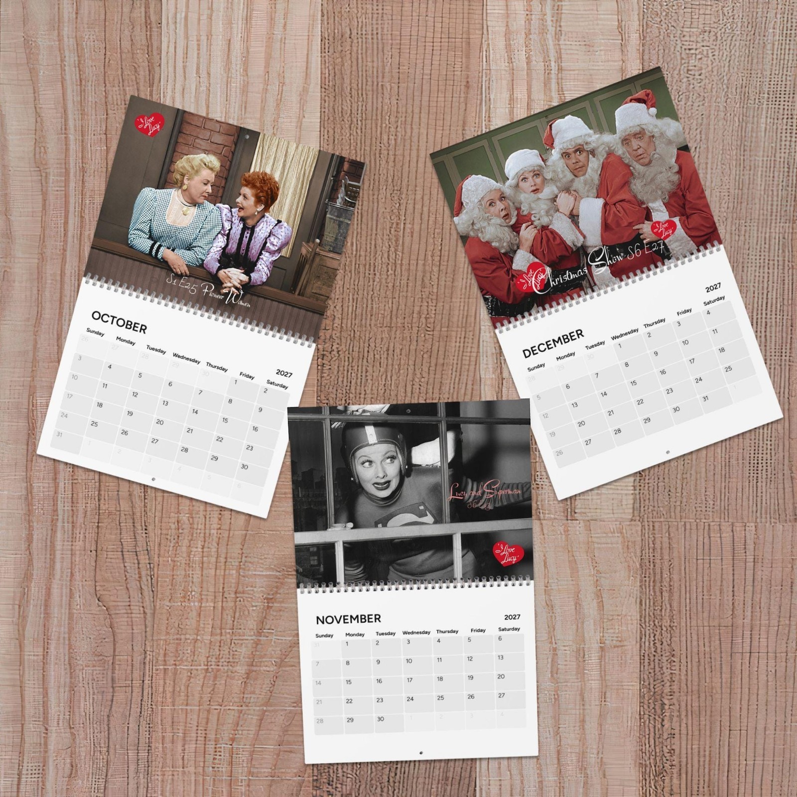I Love Lucy Calendar 2027, Best Episode Grid, Classic TV Fan Wall Decor