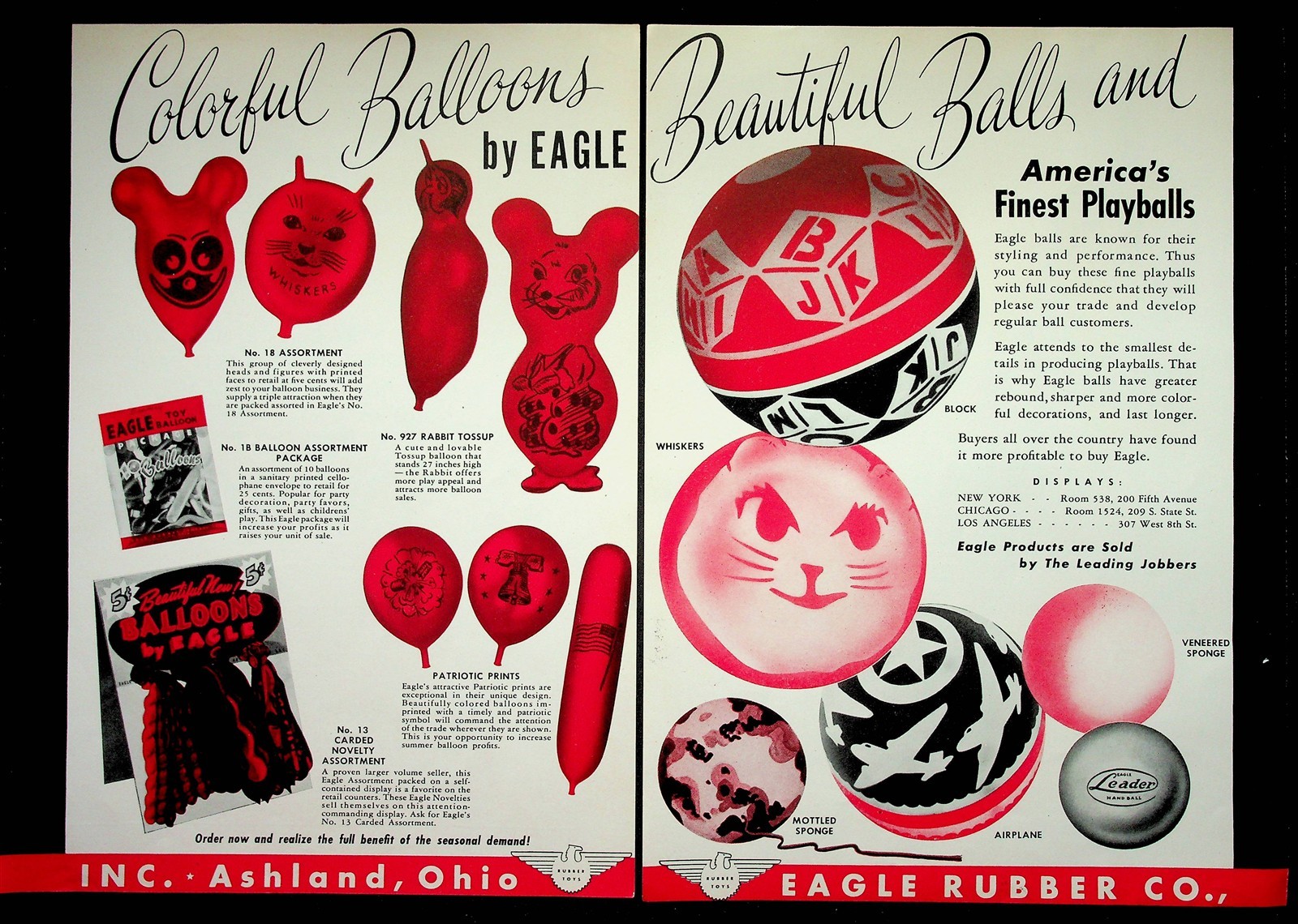 Eagle Rubber Balloons Balls 2-Page 1948 Toy Ad New York Toy & Game MFG Eagle Rubber Balloons Balls 2-Page 1948 Toy Ad New York Toy & Game MFG
