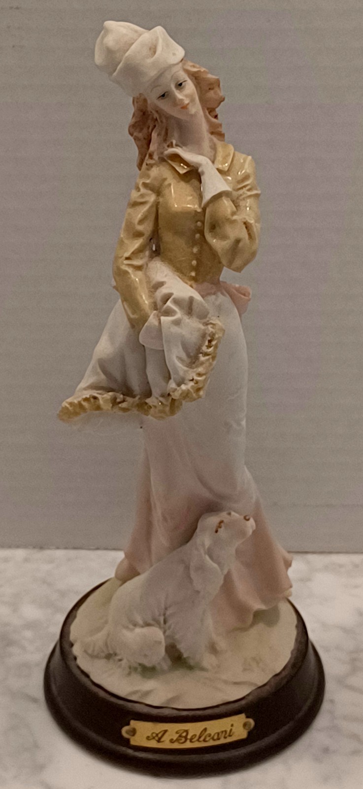 Vintage 1993 Auro Belcari Figurine With Dog Dear Studio Italy Signed 