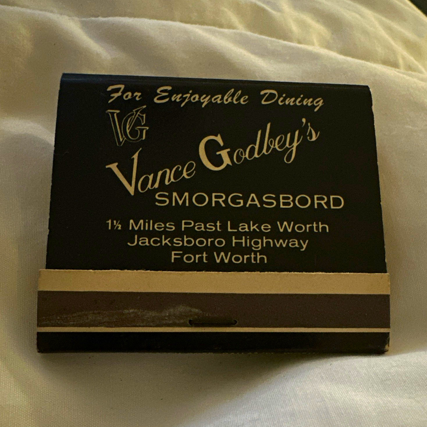 Vintage Vance Godbey's Smorgasbord Restaurant Matchbook Fort Worth TX