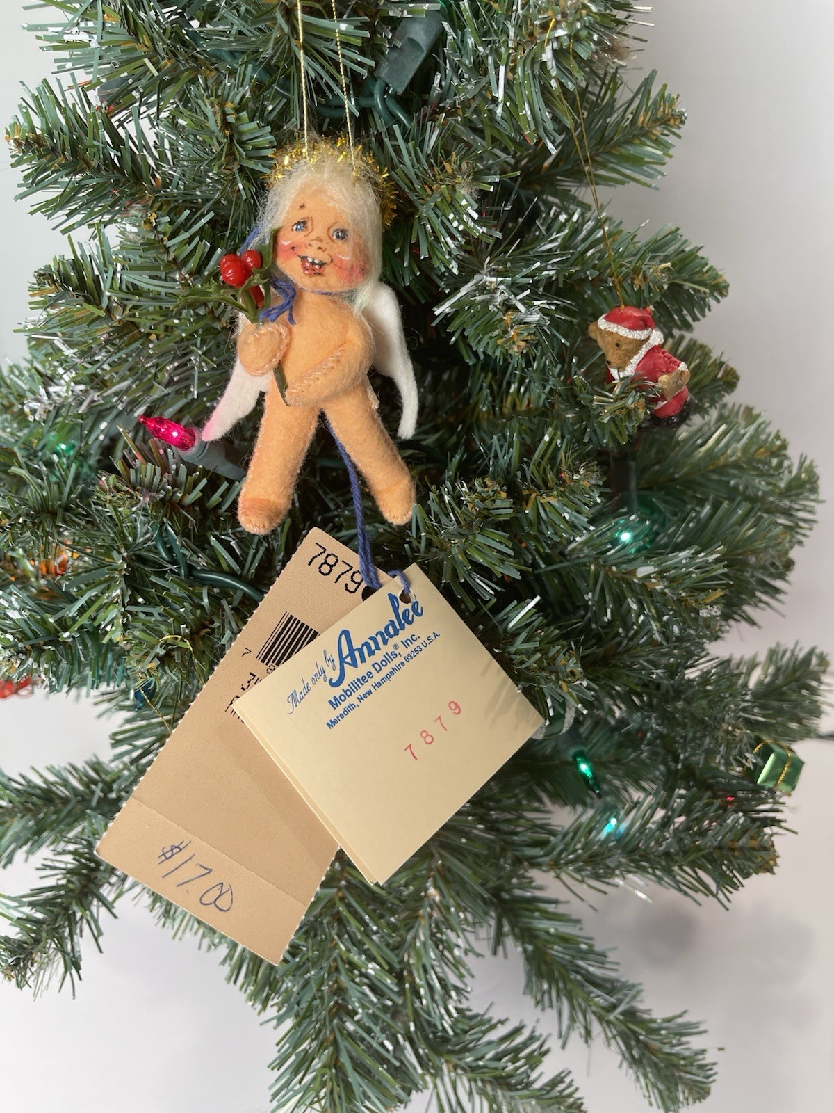 1996 Annalee Holly Berry Angel Christmas Ornament 3” Plush Cherub Vintage NEW
