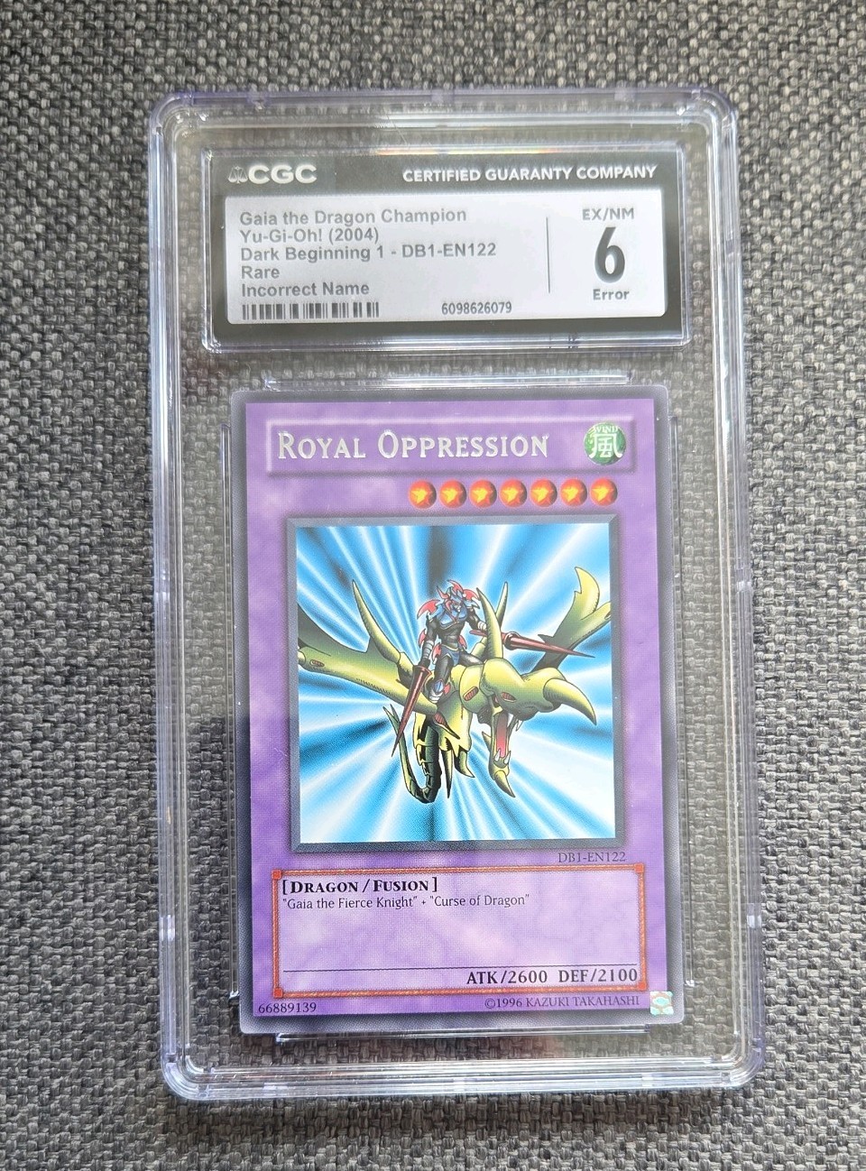 Yu-Gi-Oh Royal Oppression/Gaia the Dragon Champion DB1-EN122 Misprint Name Error