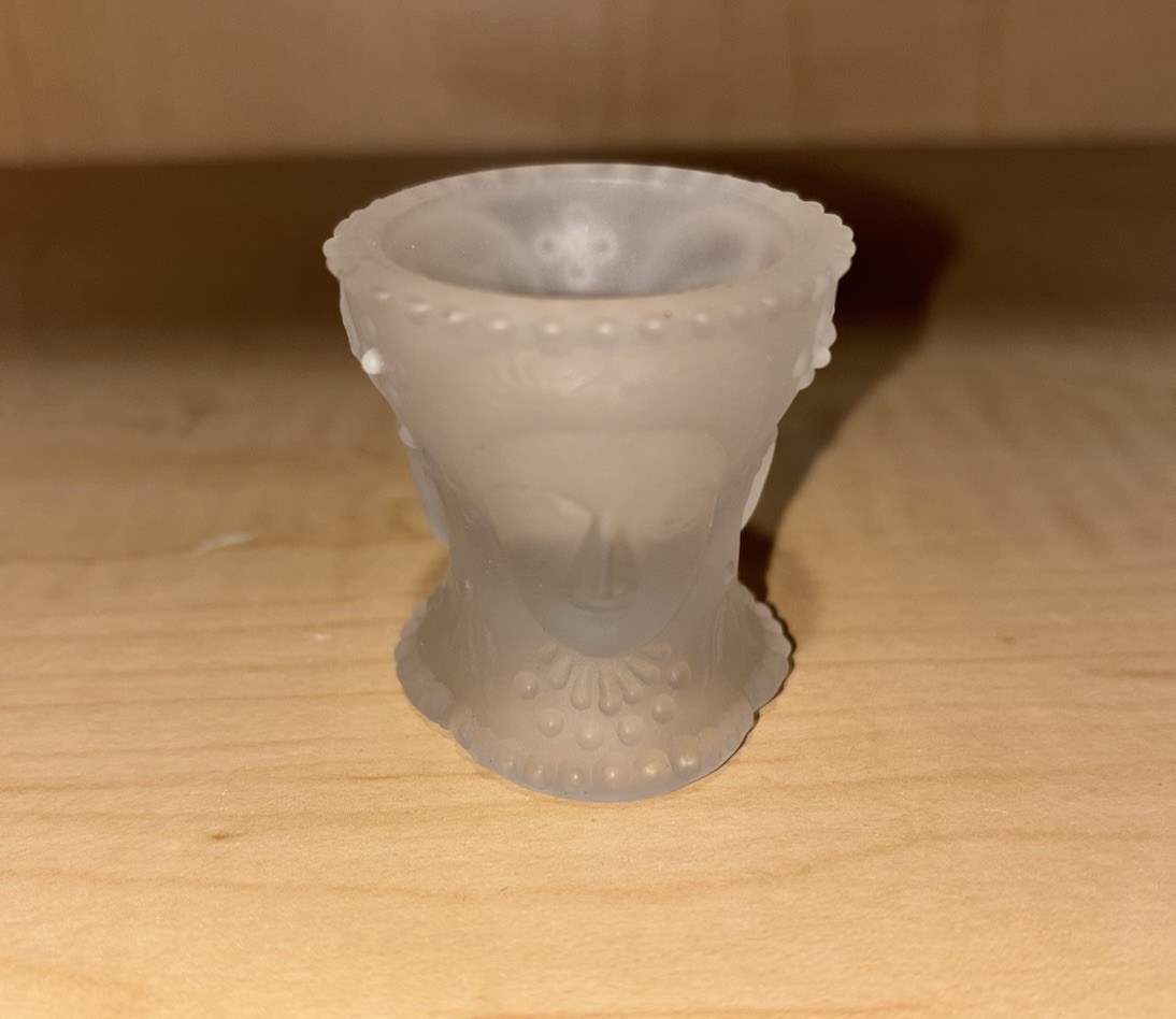 Vintage LG Wright Frosted Glass Three Faces Open Salt Cellar