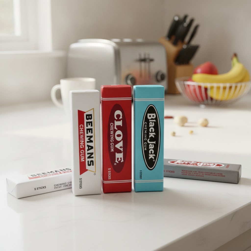 Set of 4 Vintage Chewing Gum Packs - Perfect for Gifting & Nostalgic Displays Set of 4 Vintage Chewing Gum Packs - Perfect for Gifting & Nostalgic Displays