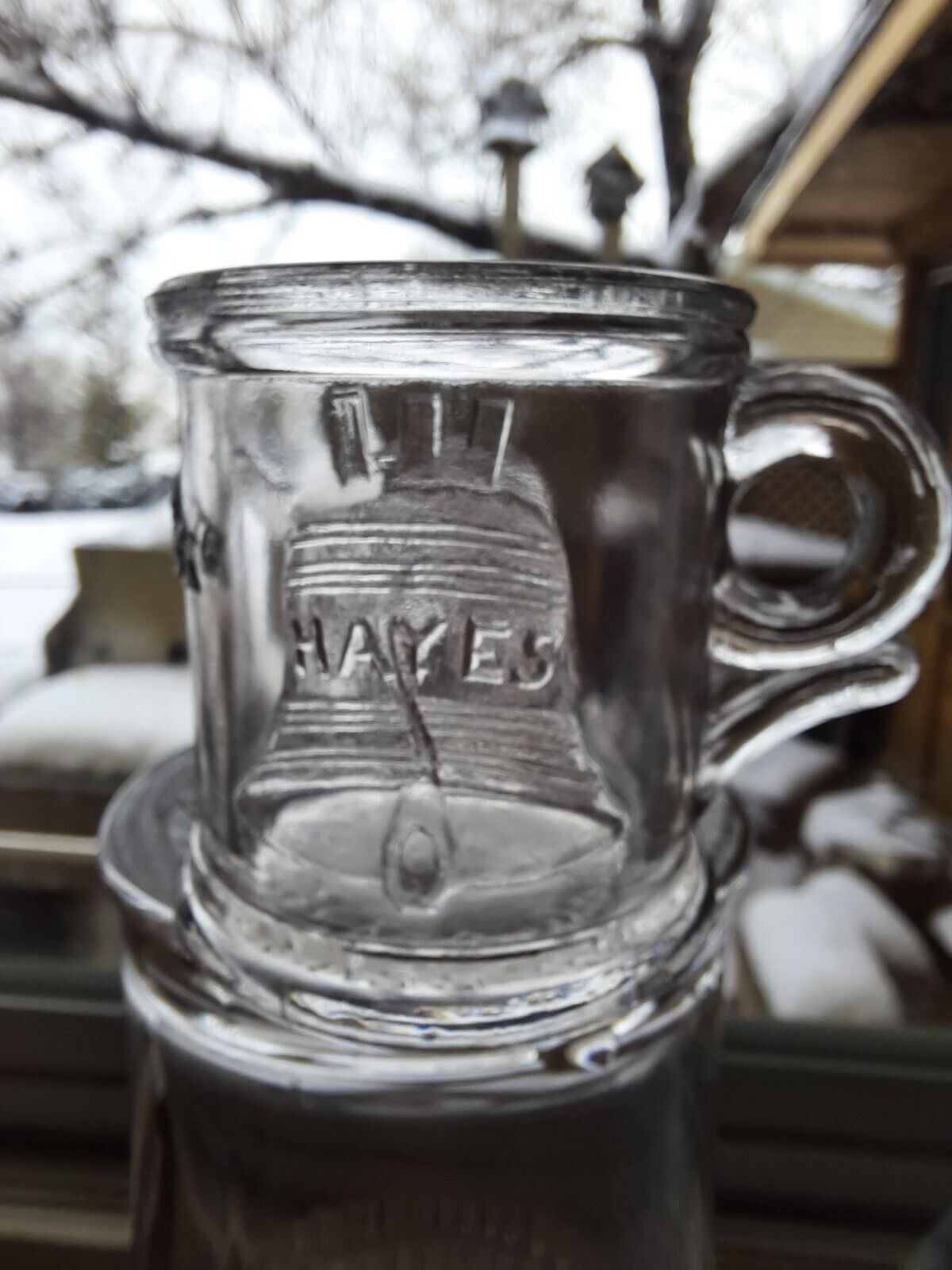 1876 Rutherford B. Hayes & William Wheeler Campaign Glass Mug - Adam Glass Works