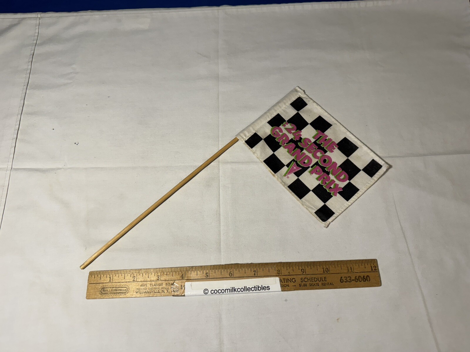 Vintage 1980\'s Pontiac Grand Prix Mini Racing Checked Flag Advertising Car Auto