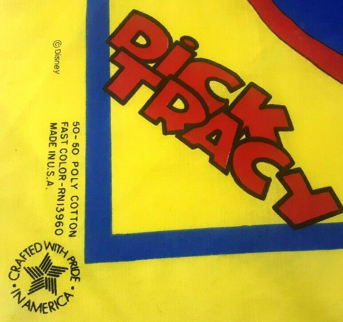 Vintage 1990\'s Dick Tracy Handkerchief  Bandana  Disney Movie  21” x 21\