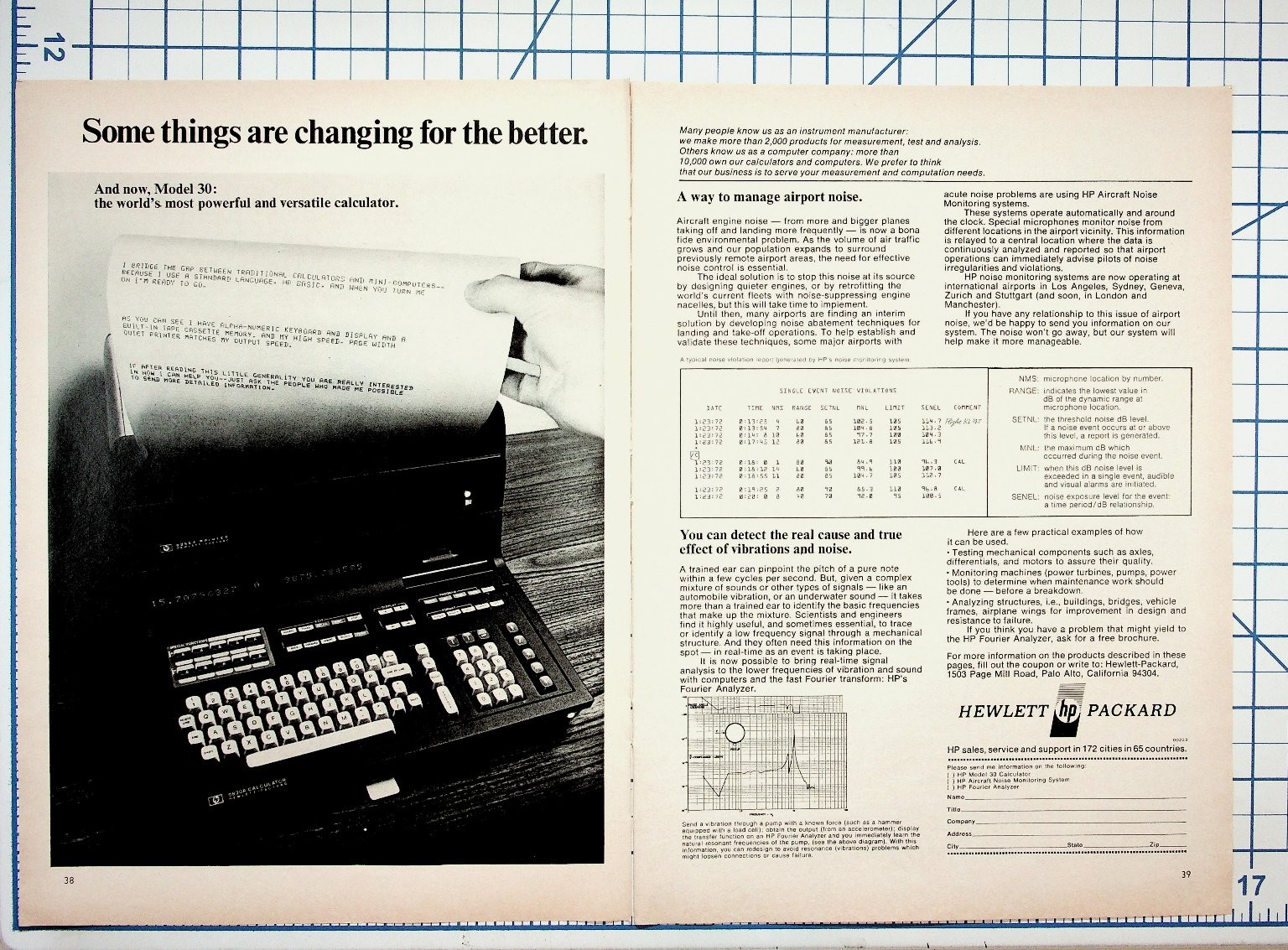 HP Model 30 Calculator Vintage Magazine Ad 1970s Hewlett Packard Ephemera