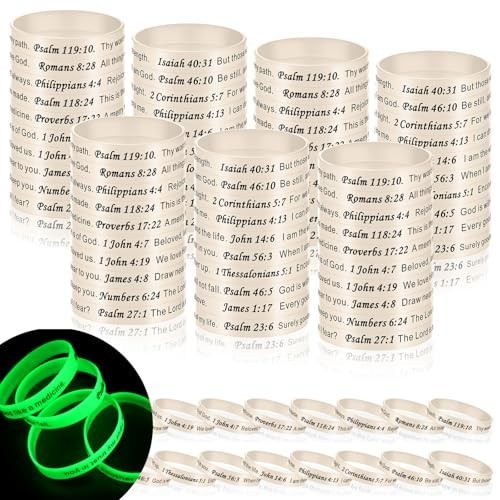 120 Pcs Bible Verse Bracelets for Adults, White Silicone Wristbands