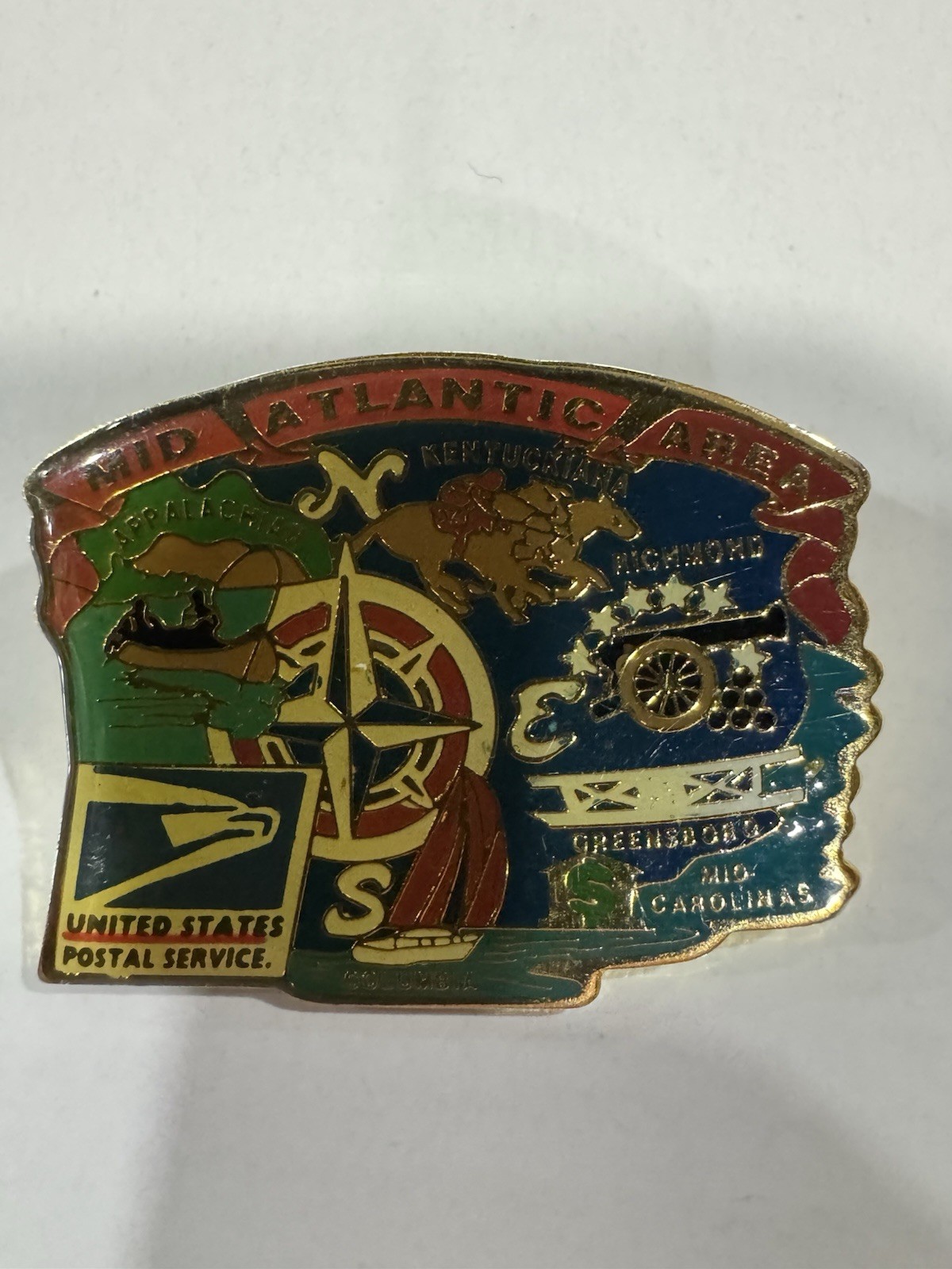 Vintage USPS Mid Atlantic Area Lapel Pin United States Postal Service Gold Tone