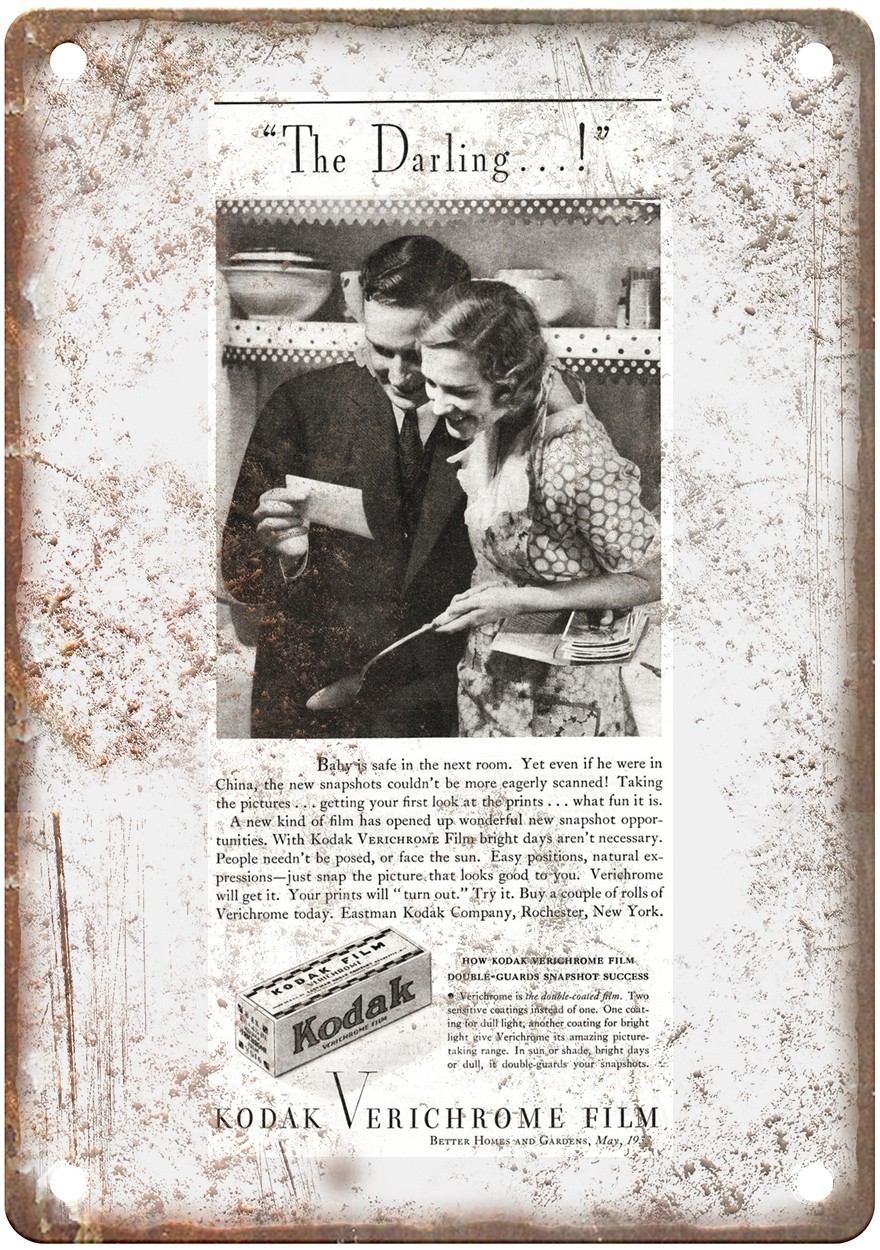 1933 Kodak verichrome Vintage Film Camera Ad Retro Look Metal Sign C1224 1933 Kodak verichrome Vintage Film Camera Ad Retro Look Metal Sign C1224