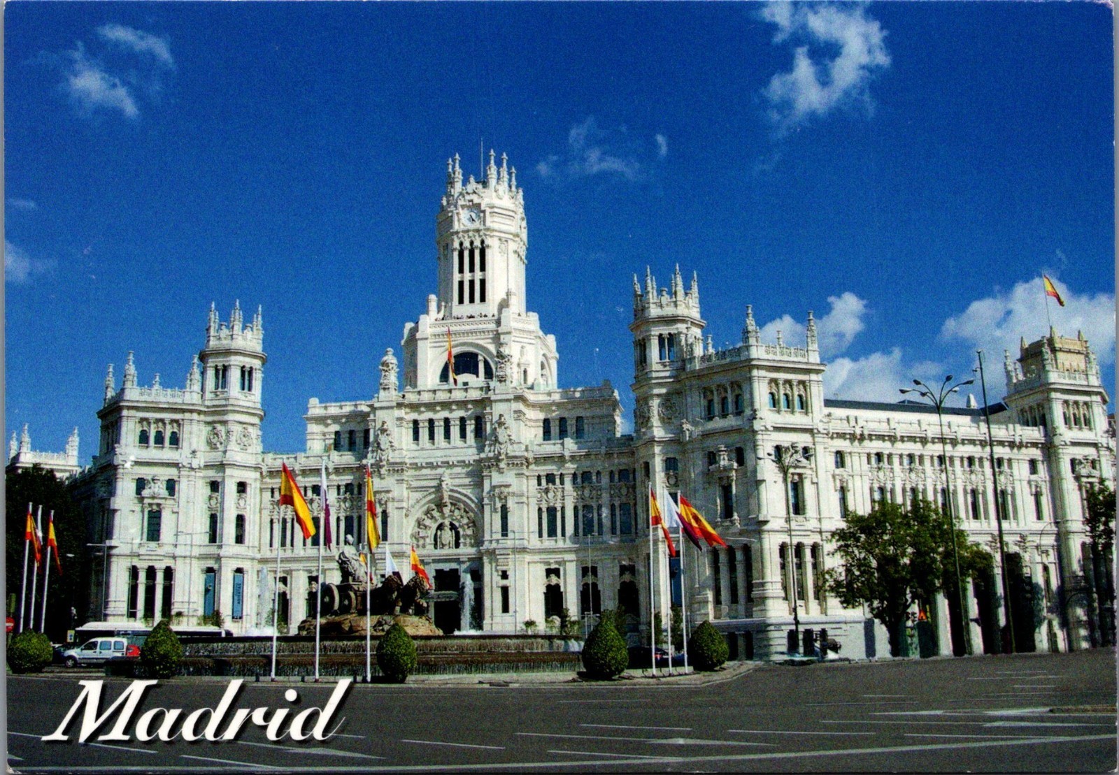 Madrid Spain Palacio de Cibeles Chrome Postcard City Hall Building