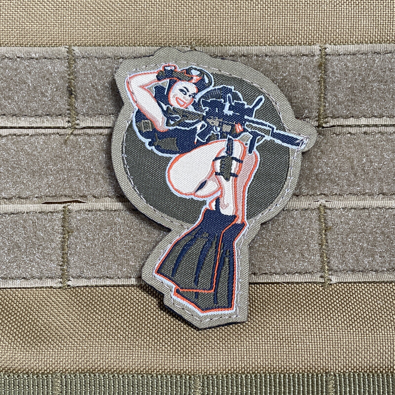 Scuba Susie Pin Up Morale Patch Woven Tactical Frog Woman Seal