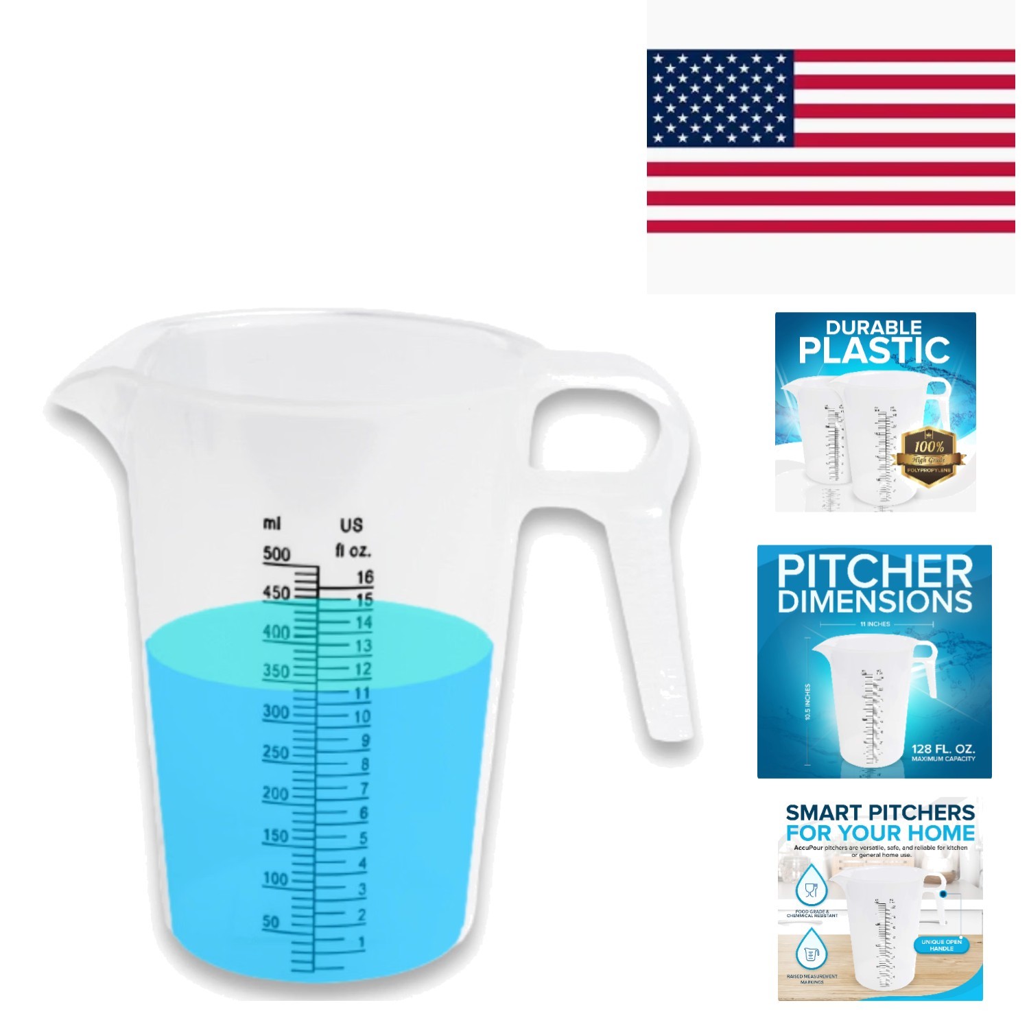 Versatile 16oz Pitcher for Accurate Measurements - Ideal for Oil & Pool Use