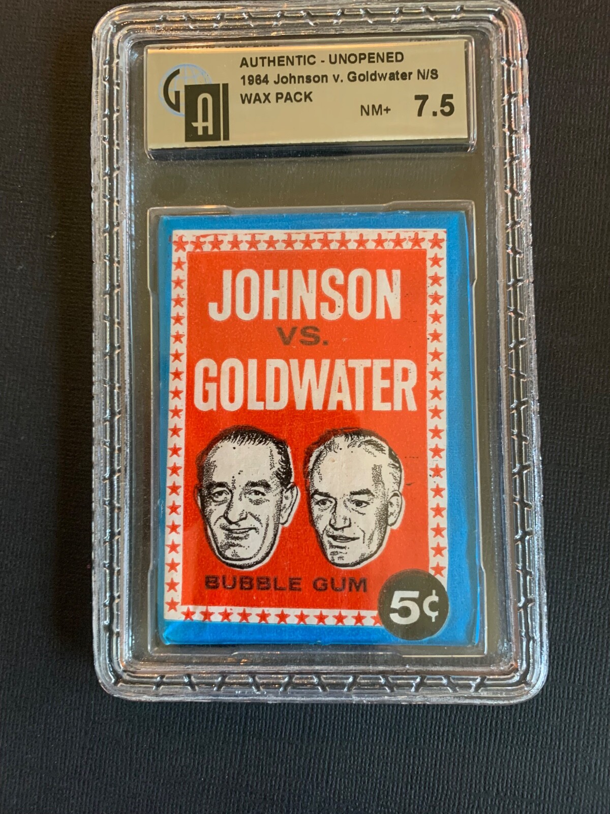 1964 Johnson vs. Goldwater Unopened Wax Pack GAI 7.5 NM+, rare and historic