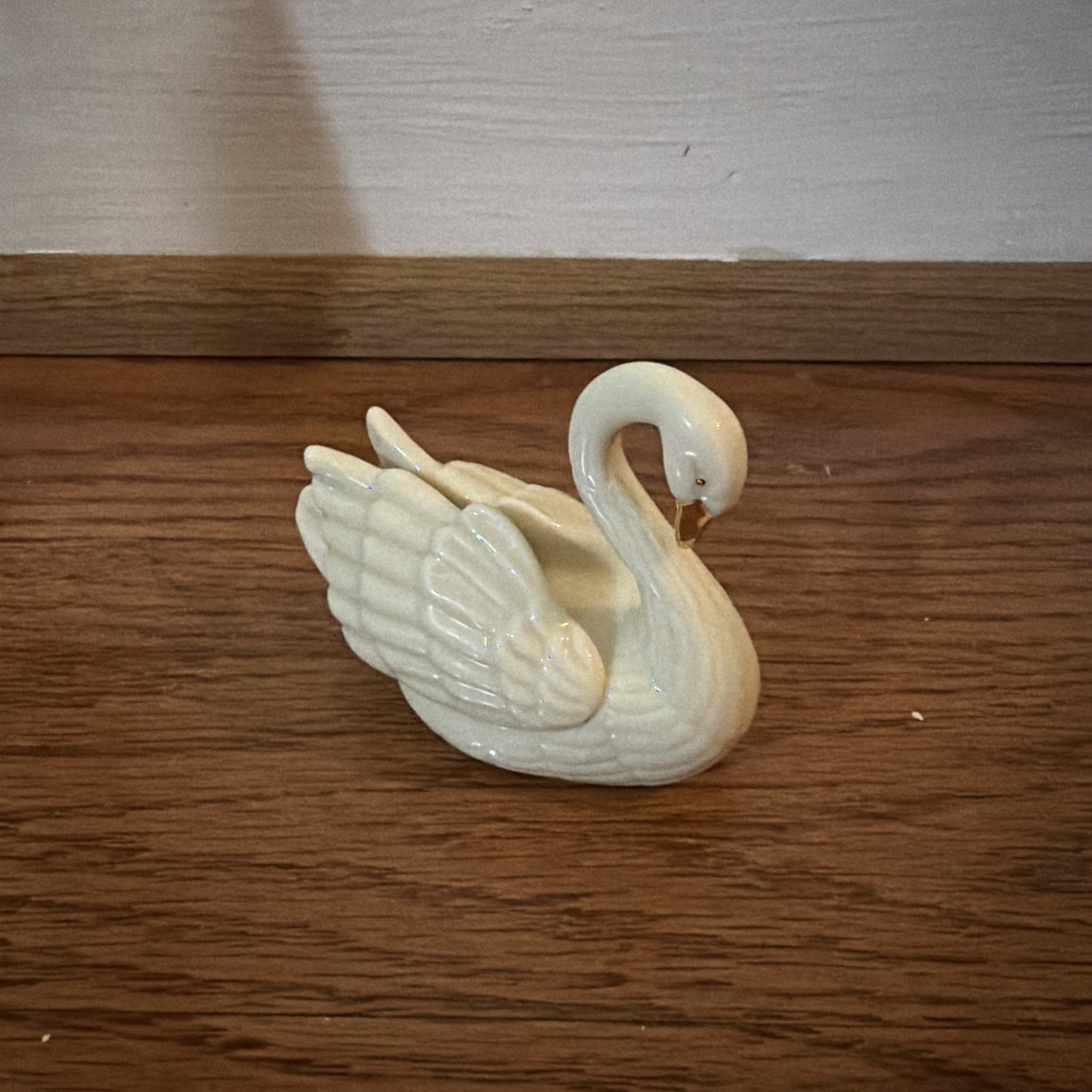 VTG Lenox Swan White Gold Accents Card Holder Cake Topper Excellent