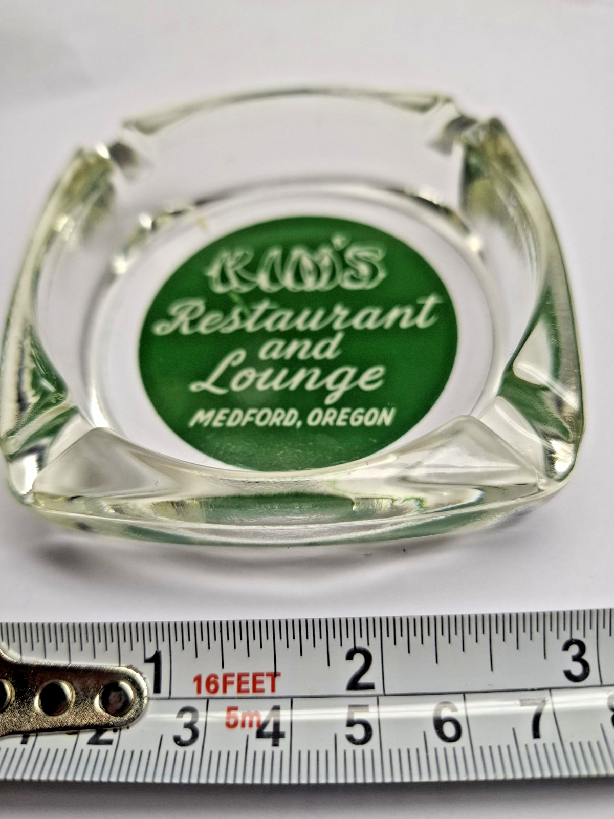 Vintage Kim's Restaurant and Lounge Medford Oregon 4 Lobe Glass Ashtray Vintage Kim's Restaurant and Lounge Medford Oregon 4 Lobe Glass Ashtray