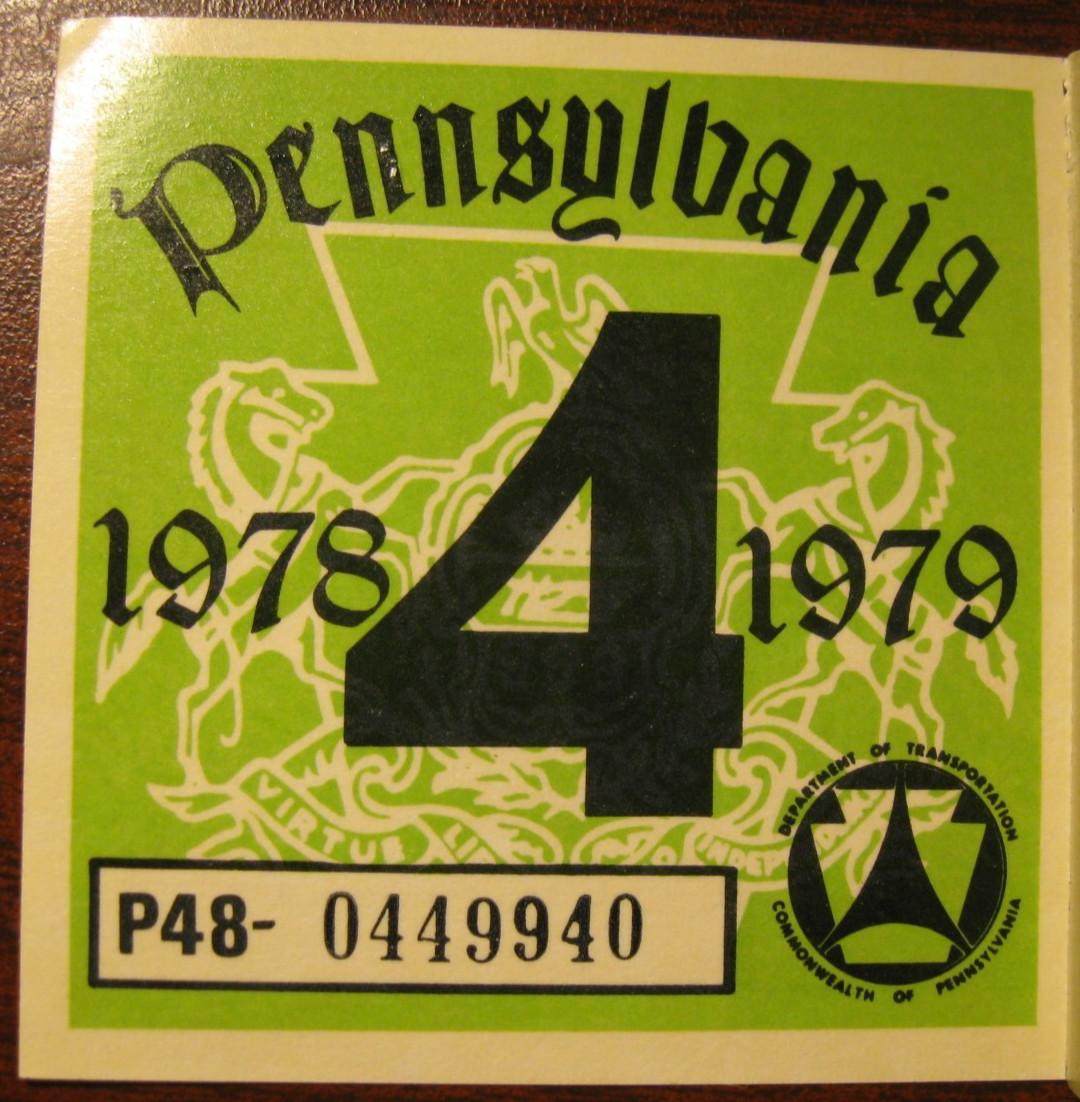 Vintage Original 1978-1979 PA Pennsylvania Inspection Sticker Antique Car Truck