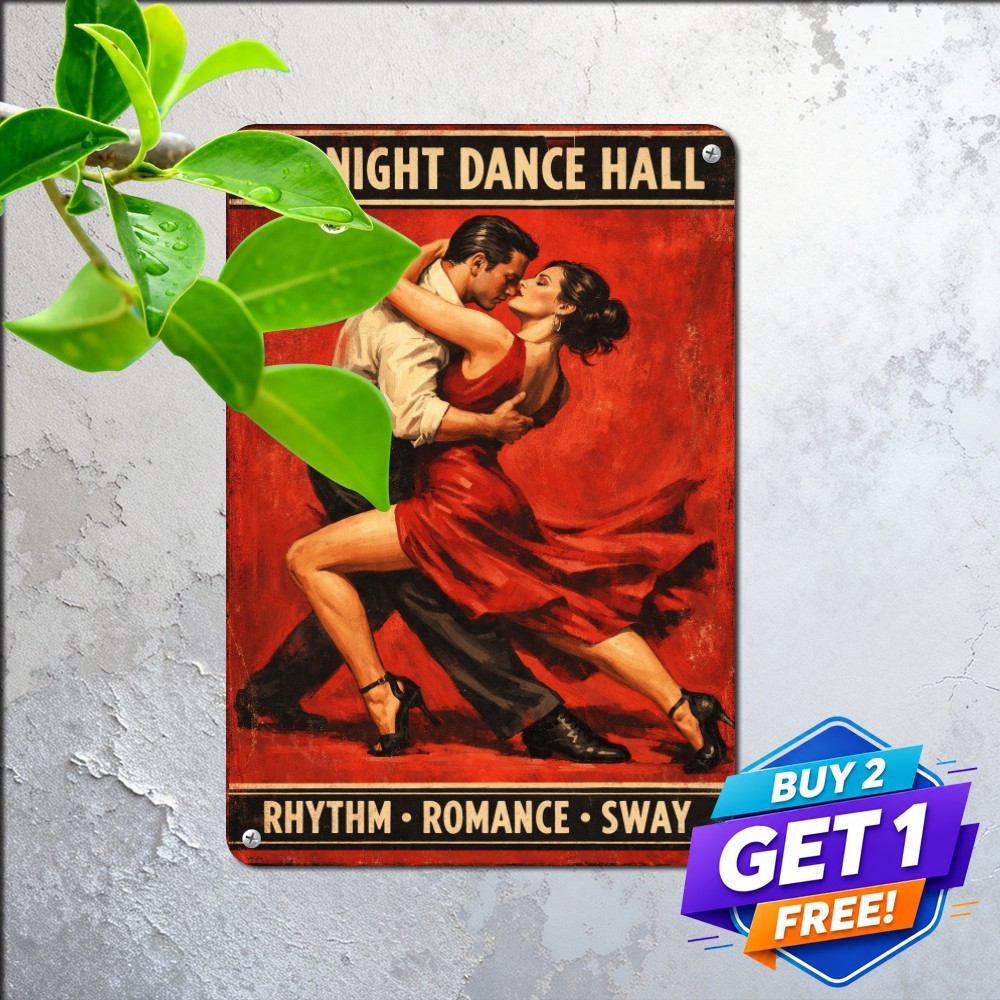 Tango Dance Ballroom Couple Tin Sign Vintage Romantic Latin Dance Wall Art