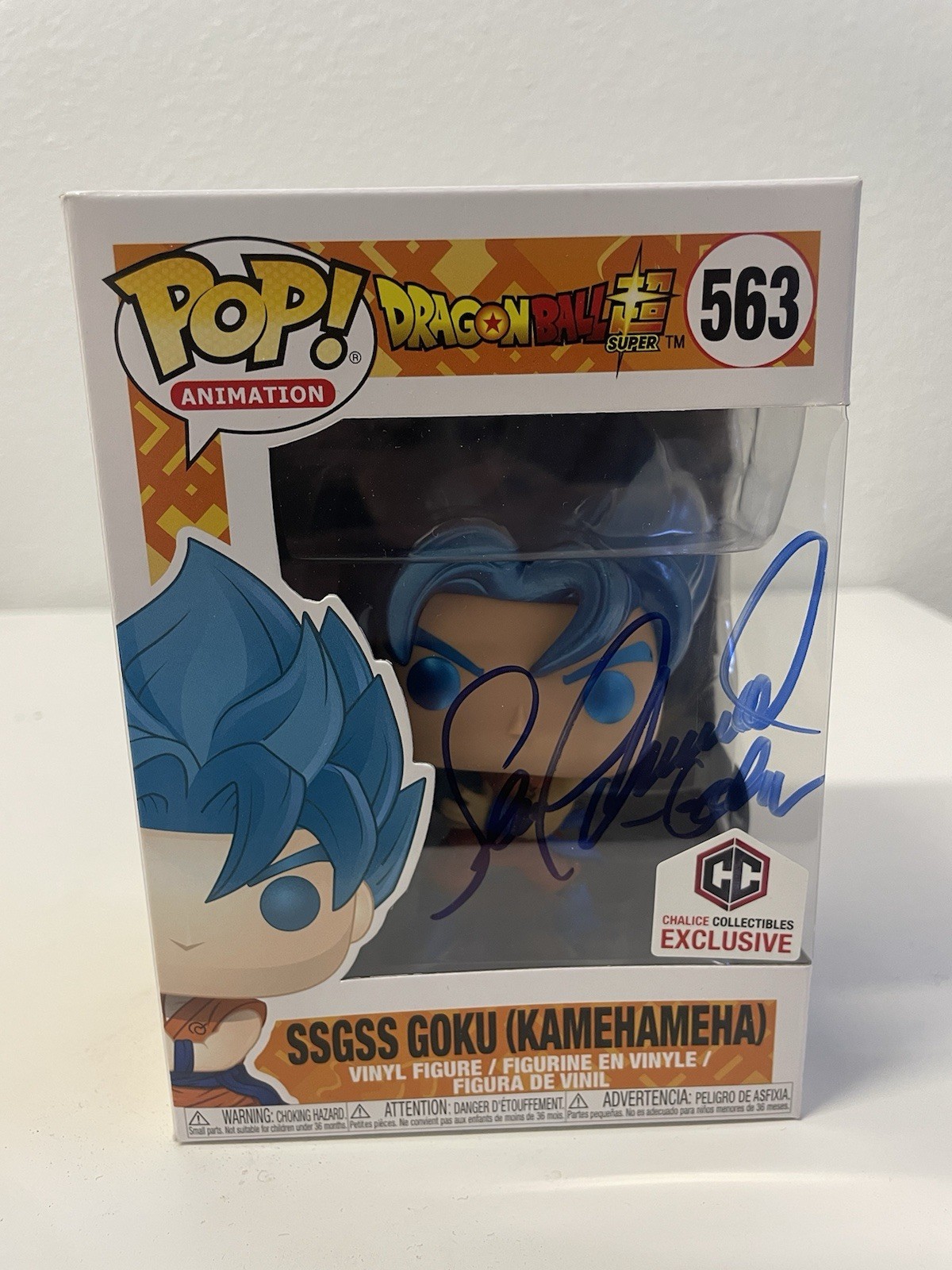 Funko Pop DBS Chalice SSGSS Goku Kamehameha #563 Signed by Sean Schemmel