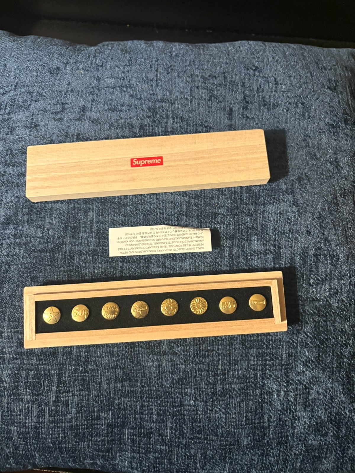 2024 FW24 SUPREME x CDW Brass PUSH PIN SET of 8 with Wooden BOX Made in JAPAN