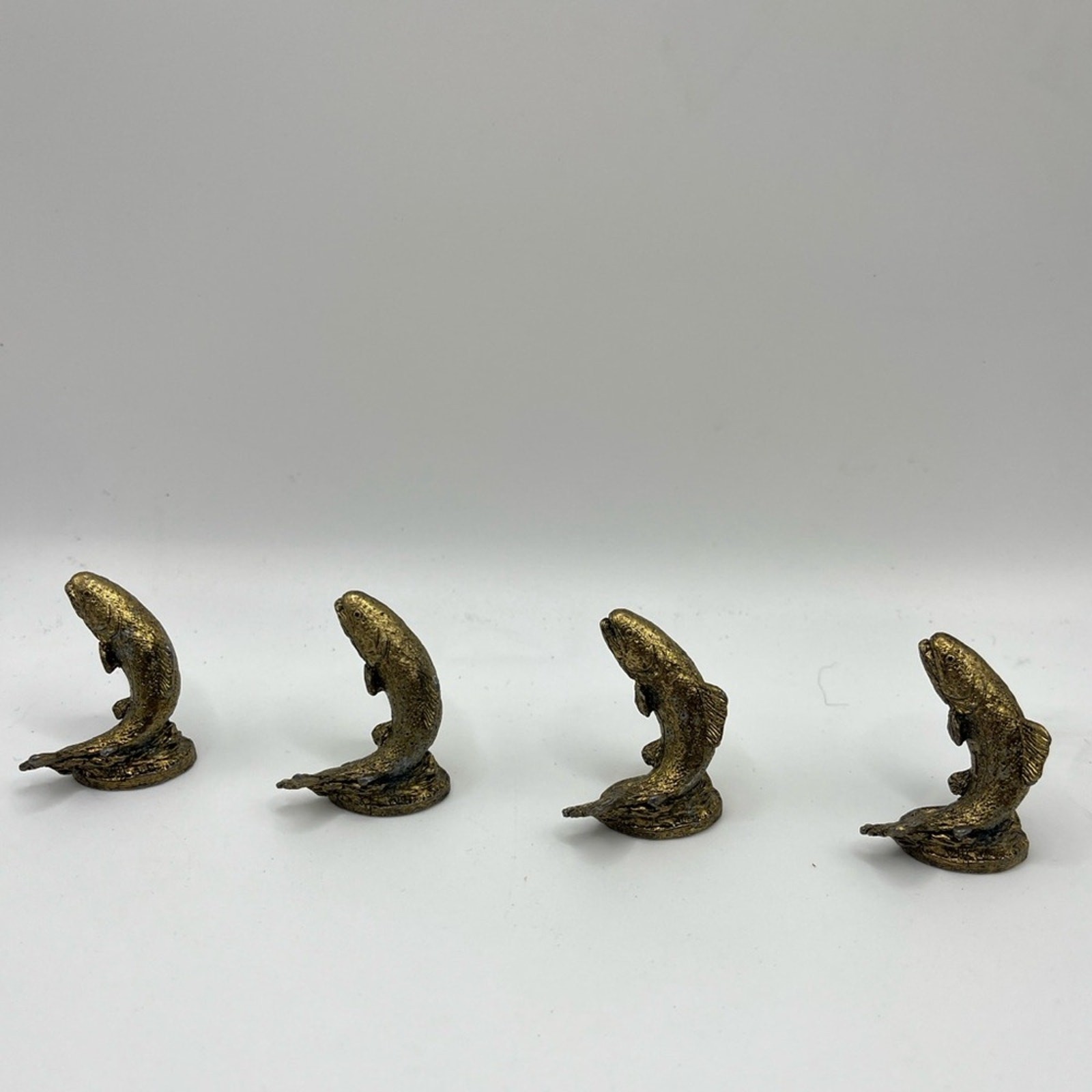 Vintage Metzke pewter & gold plated miniature trout fish Charm/figurine