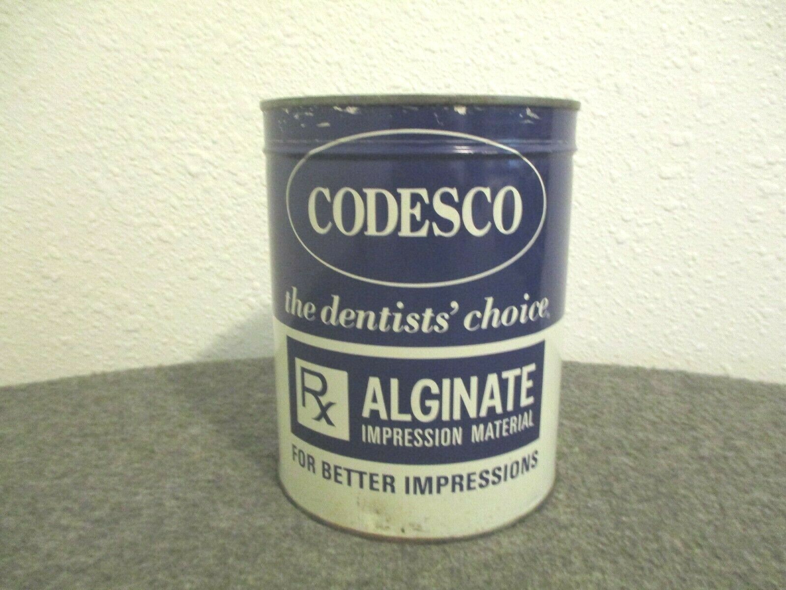 VINTAGE UNOPENED DENTAL TIN CAN KEY WIND-CODESCO RX ALGINATE IMPRESSION MATERIAL VINTAGE UNOPENED DENTAL TIN CAN KEY WIND-CODESCO RX ALGINATE IMPRESSION MATERIAL