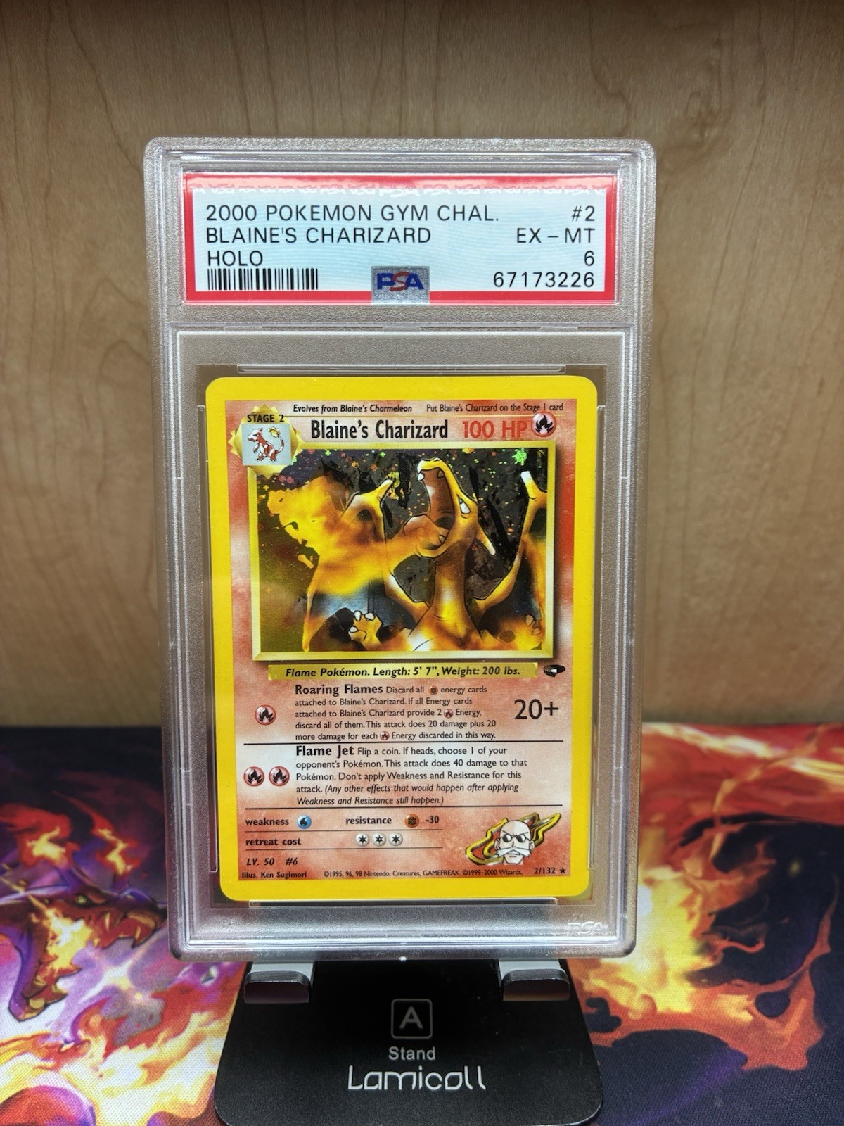 Blaine\'s Charizard 2/132 Holo Gym Challenge 2000 Pokemon Card PSA 6