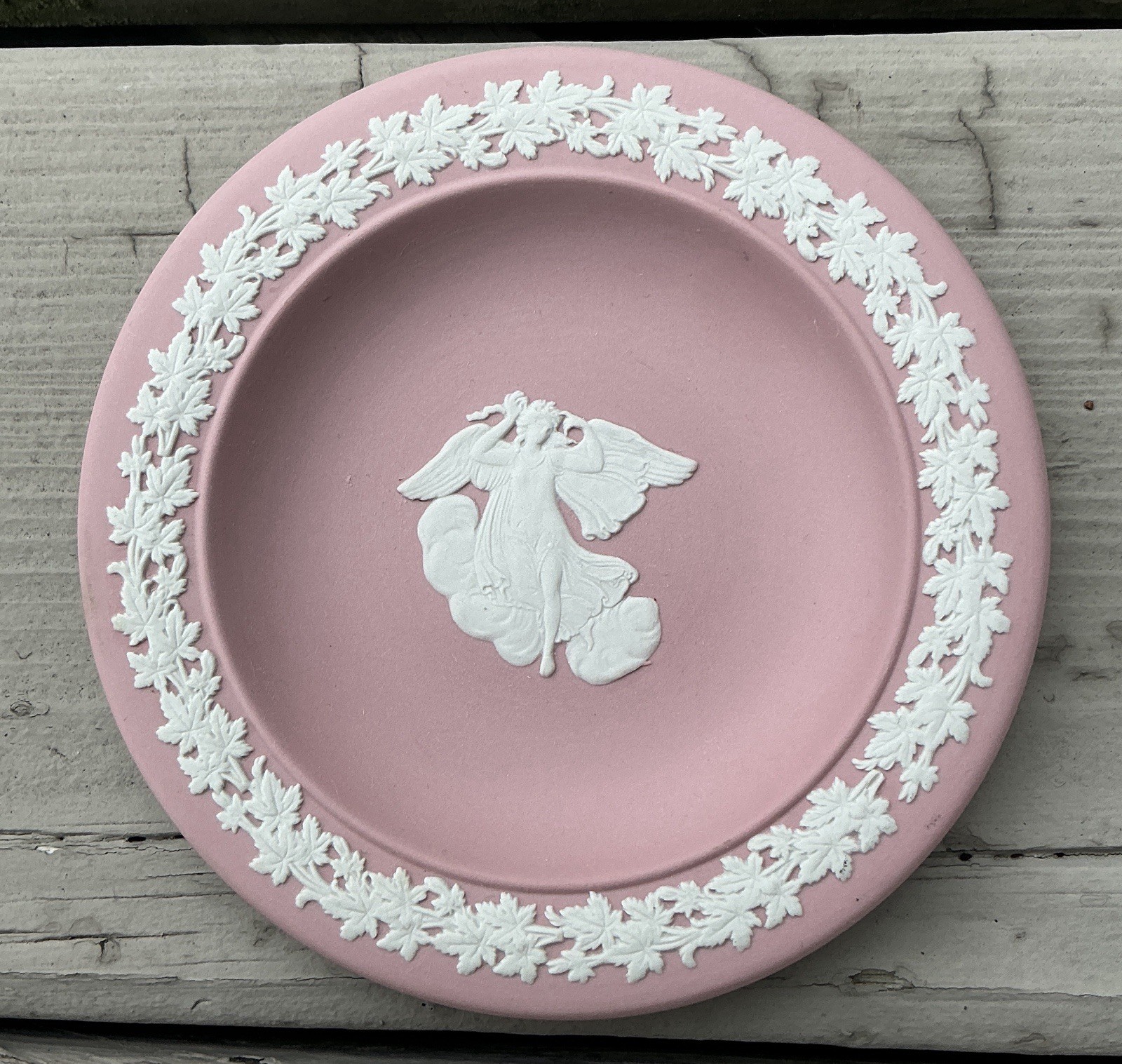 Vintage Wedgwood PINK Jasperware 4 3/4” Pin Dish / Small Round Tray **tk