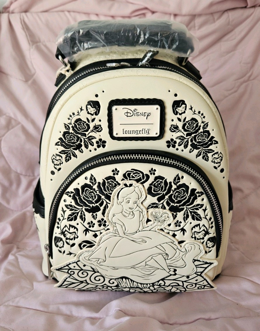 Loungefly Disney Alice In Wonderland Floral Silhouette Mini Backpack NWT