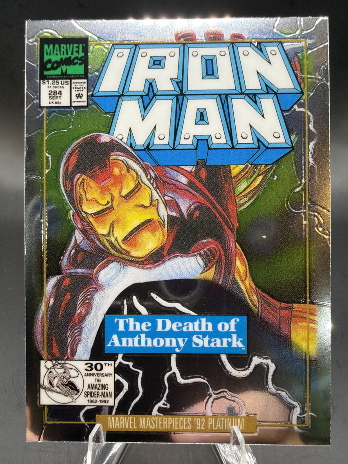 2024 UD Marvel Masterpieces '92 Platinum- Iron Man Rainbow Variant Covers #38-V