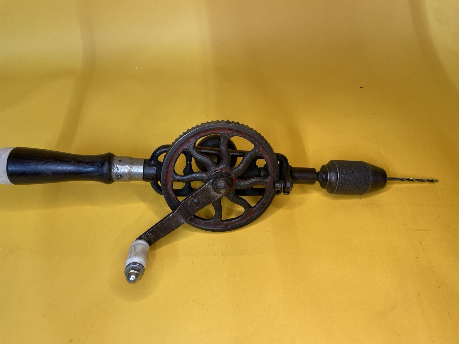 Vintage Millers Falls No. 2 Hand Crank Drill Egg Beater Wood Handle Antique Tool