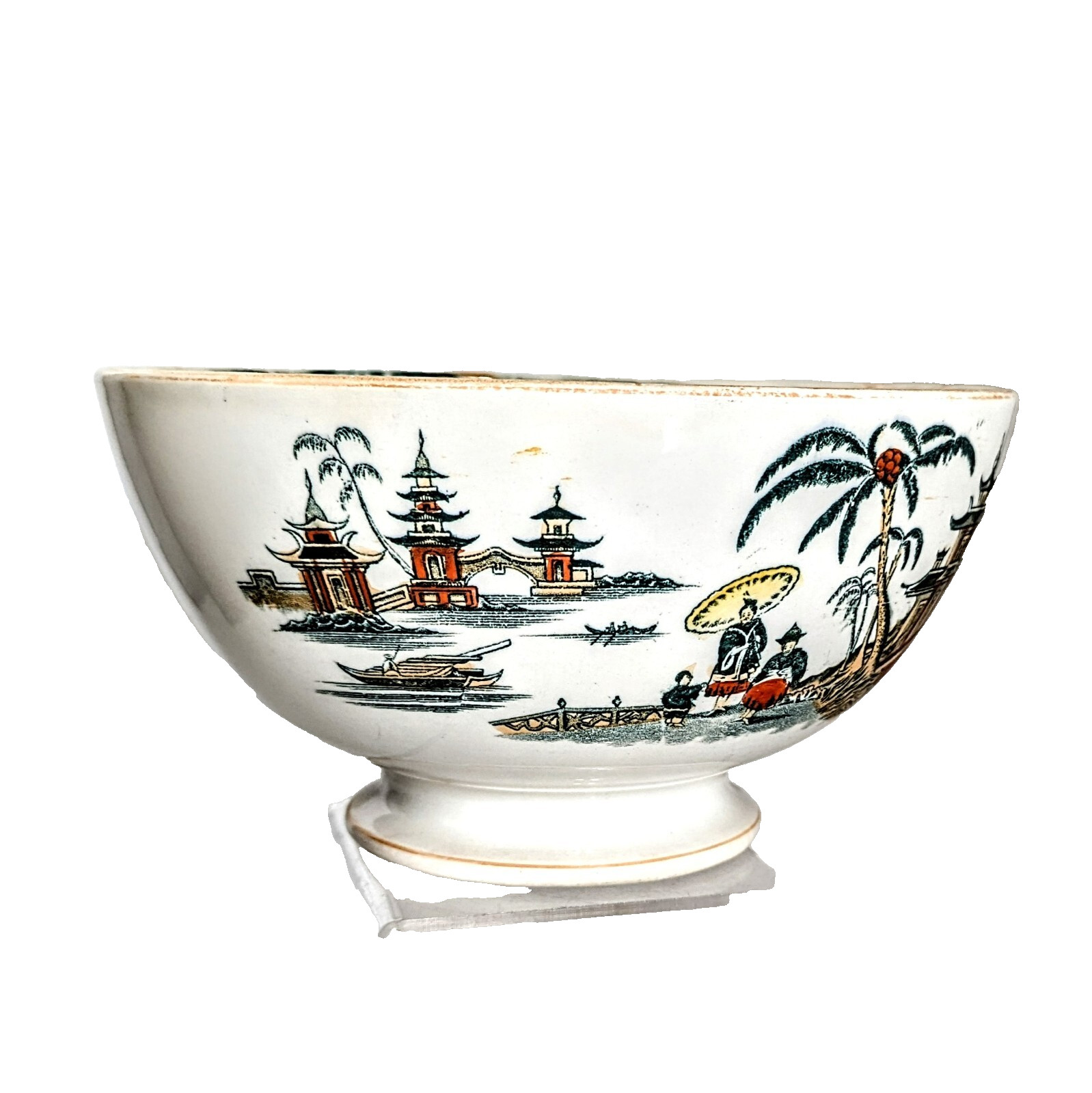 Regout Maastricht Holland Porcelain Honc Pattern Antique Pedestal Bowl 1890 8.5\
