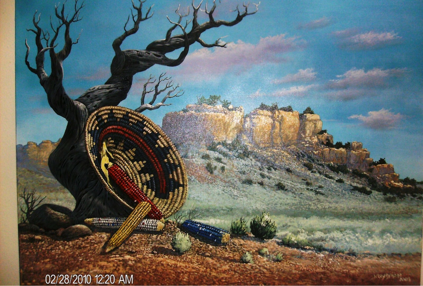 Original Navajo Oil Painting 30x40 Horizontal - Jerry Salazar Cycle of Life Art