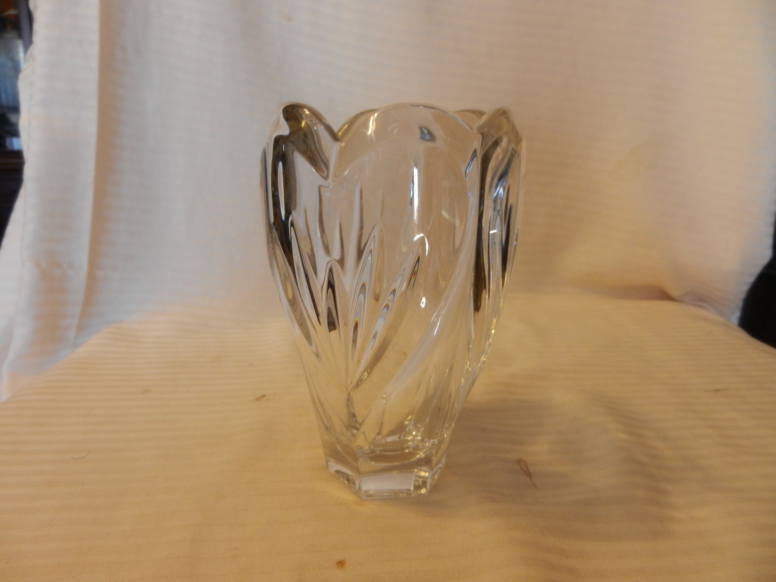 Marquis Waterford Crystal 6 Sided Flower Vase with Cut Leaves 6.5\