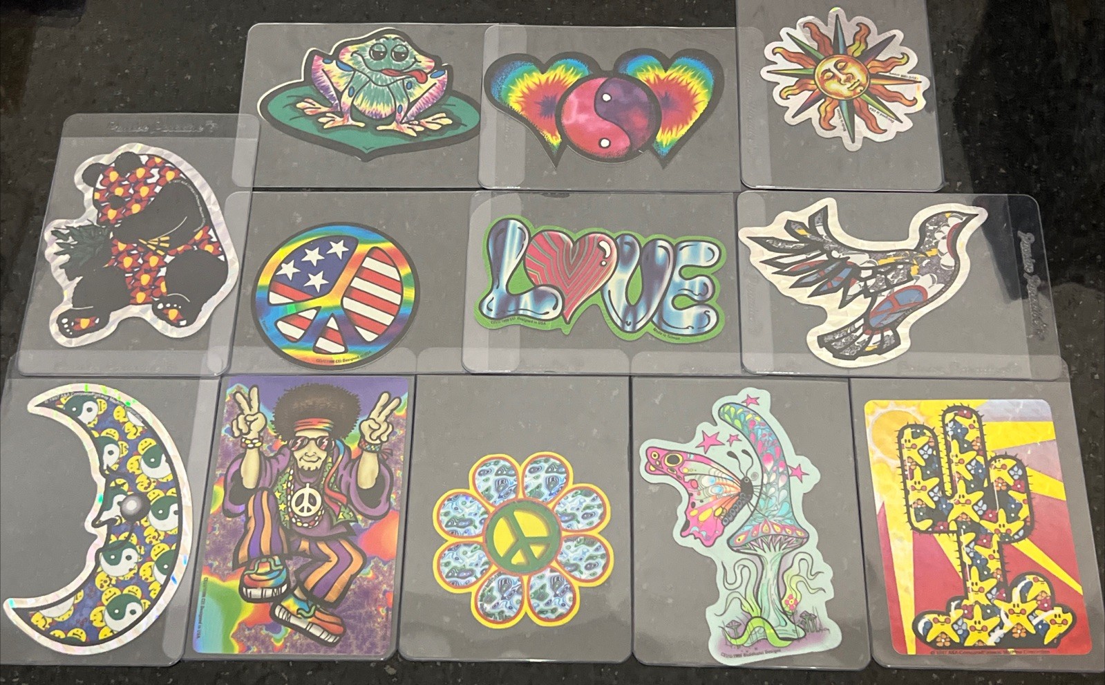 VINTAGE Y2K PEACE LOVE PRISM STICKER LOT OF 12 VENDING MACHINE CEI, AAA