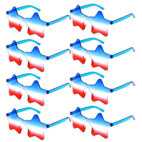8 Pcs 4th of July Sunglasses Patriotic Glasses Red White Red Blue and White