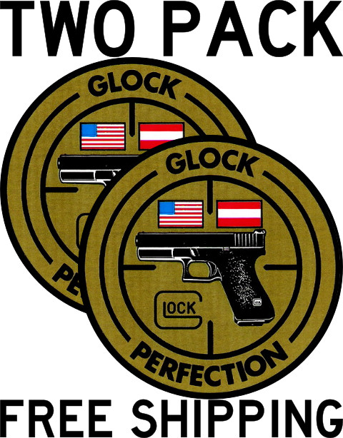 TWO PACK VINTAGE GLOCK PERFECTION GEN 1 1990s DECAL STICKER LABEL 