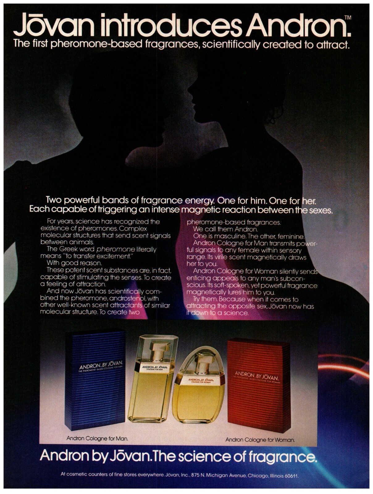 1981 PRINT AD, Andron by Jovan The Science Fragrance Pheromone Created Attract