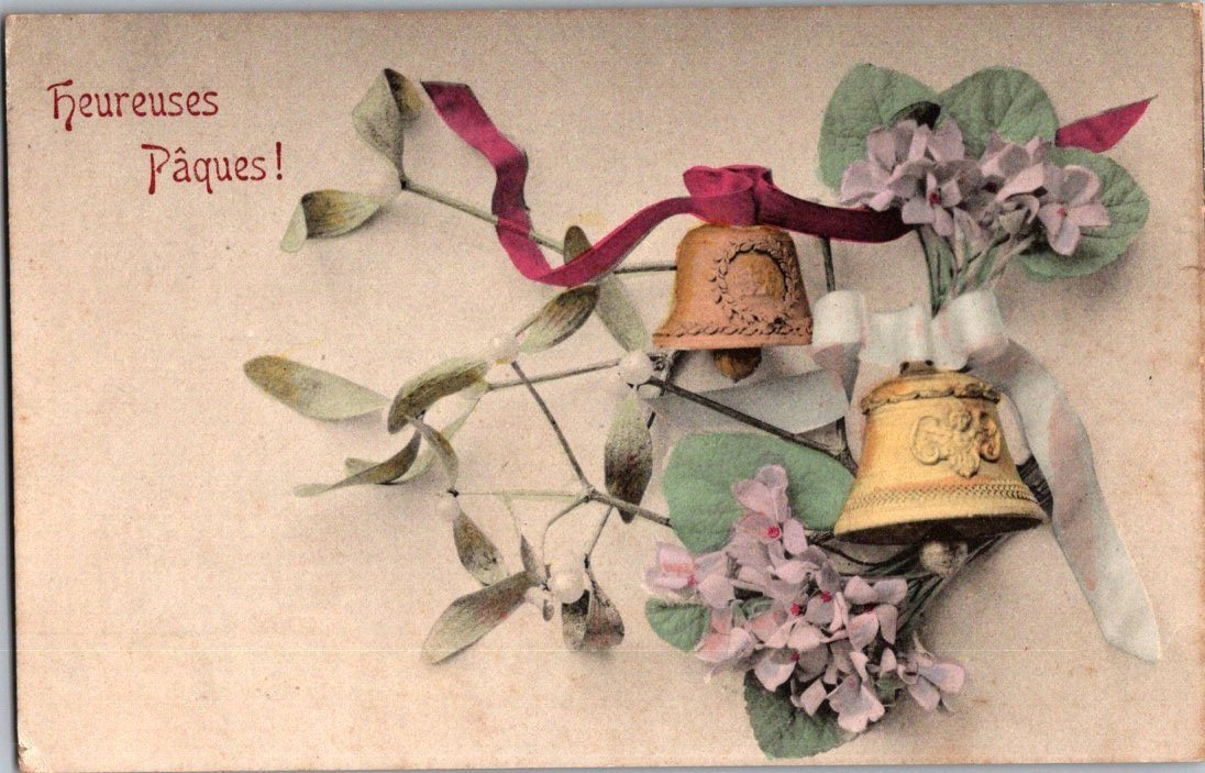 Vintage Victorian Postcard 1907 Heureuses Pâques - Happy Easter (French)