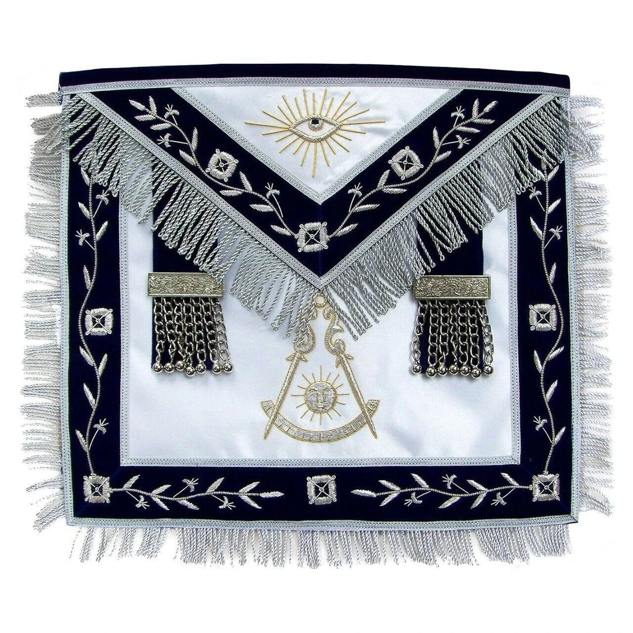 Masonic Regalia Blue Lodge Past Master Apron Hand Embroidered Bullion Vine